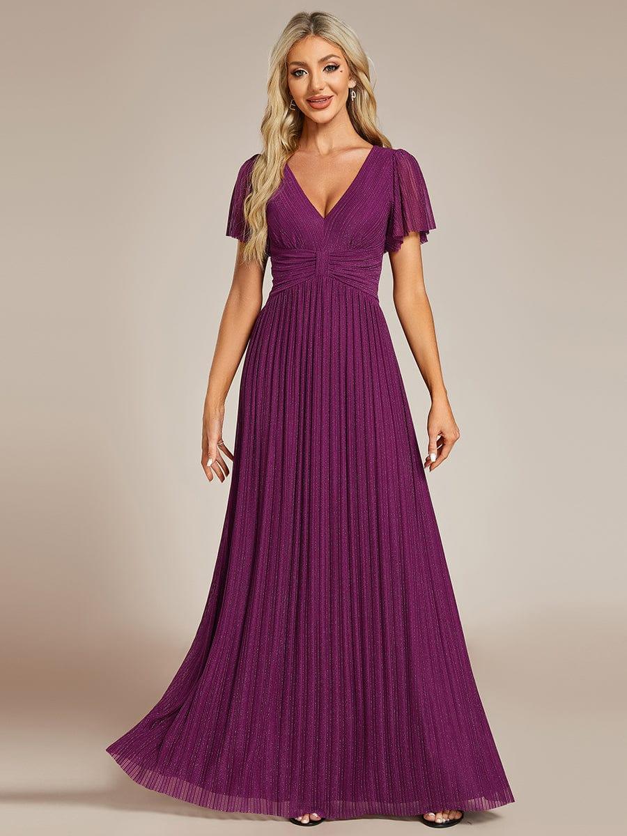 Sparkle Long Sleeve Wedding Guest Dress with A-line Silhouette #color_Purple Wisteria