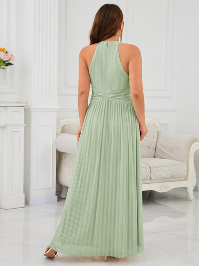 Sparkle Halter Neck Formal Evening Dress with A-line Silhouette #color_Mint Green