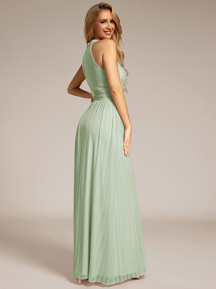Sparkle Halter Neck Formal Evening Dress with A-line Silhouette #color_Mint Green