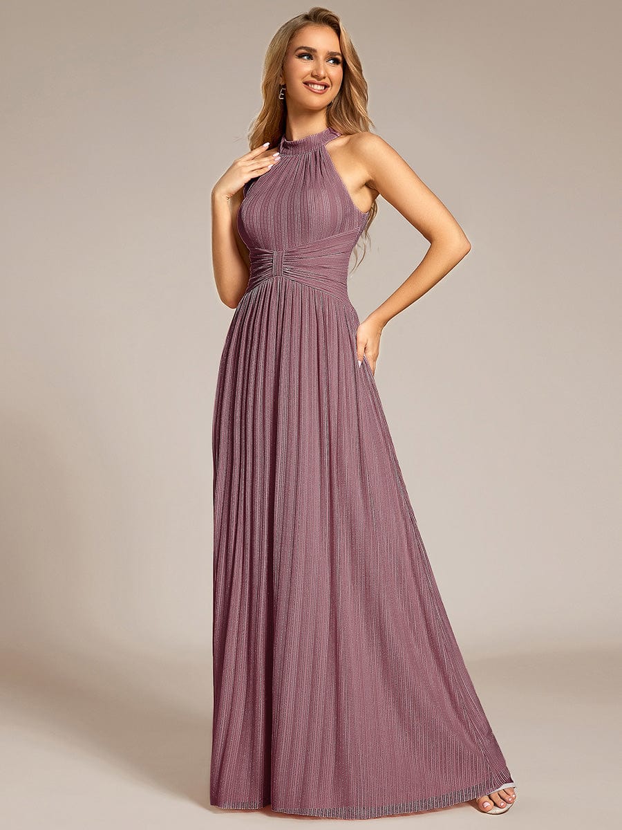 Sparkle Halter Neck Formal Evening Dress with A-line Silhouette #color_Purple Orchid