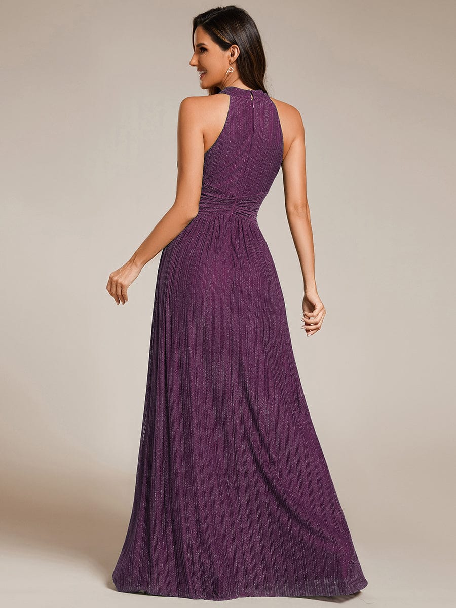 Sparkle Halter Neck Formal Evening Dress with A-line Silhouette #color_Purple Wisteria