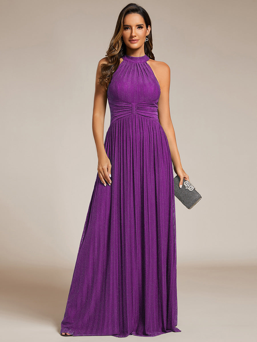 Sparkle Halter Neck Formal Evening Dress with A-line Silhouette #color_Sparkling Grape