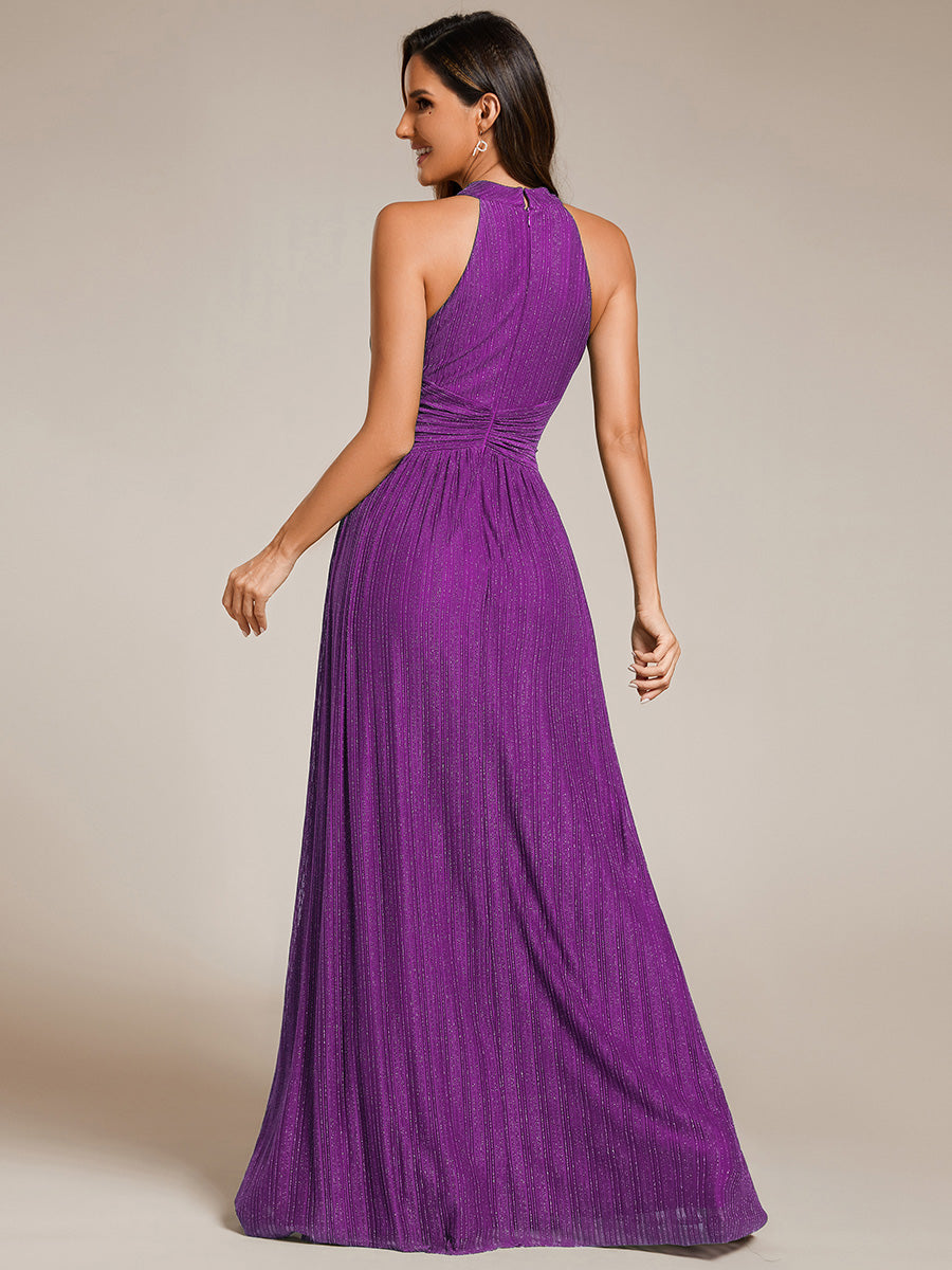 Sparkle Halter Neck Formal Evening Dress with A-line Silhouette #color_Sparkling Grape
