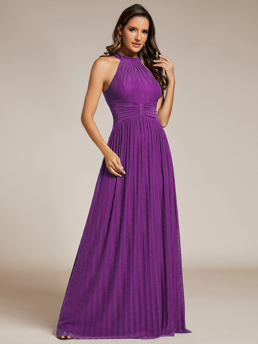 Sparkle Halter Neck Formal Evening Dress with A-line Silhouette #color_Sparkling Grape