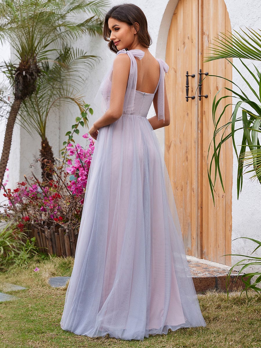 A-Line Frenulum Knotting Sweetheart Evening Dress with Waist Applique