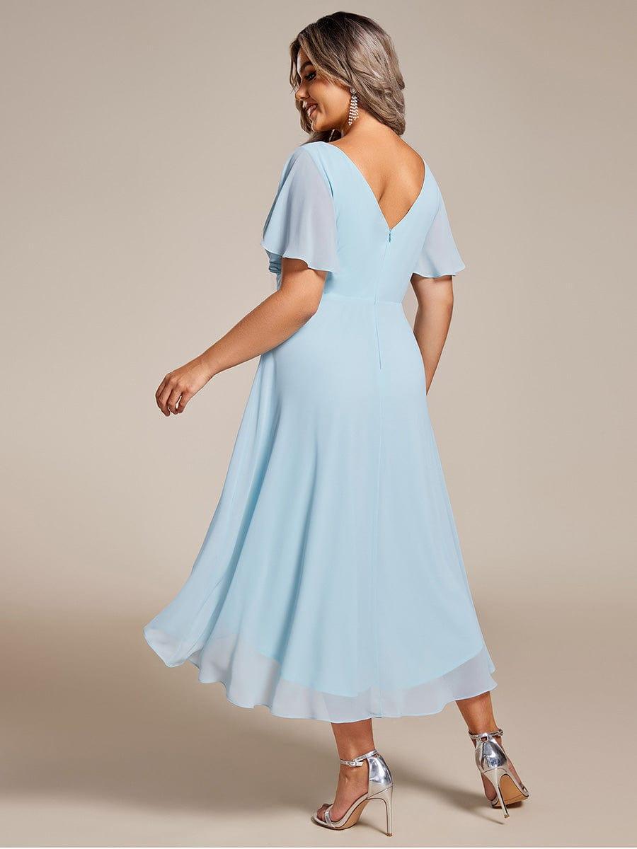 Chic V Neck High-Low Evening Dress #color_Sky Blue