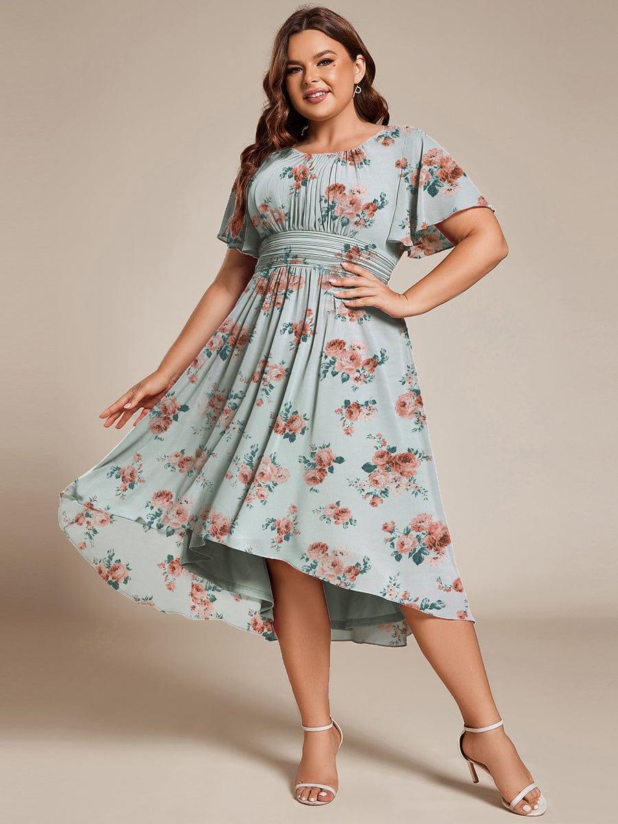 ever EDEN|Flowy Chiffon Round Neckline A-Line Midi Wedding Guest Dress #color_Amber Bloom