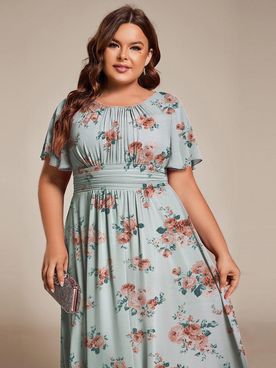 ever EDEN|Flowy Chiffon Round Neckline A-Line Midi Wedding Guest Dress #color_Amber Bloom