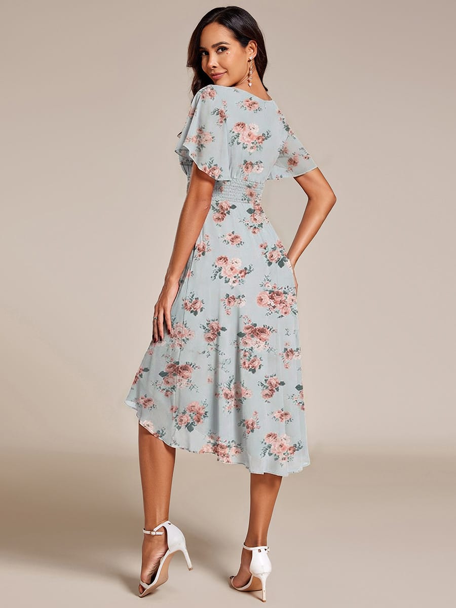 ever EDEN|Flowy Chiffon Round Neckline A-Line Midi Wedding Guest Dress #color_Amber Bloom