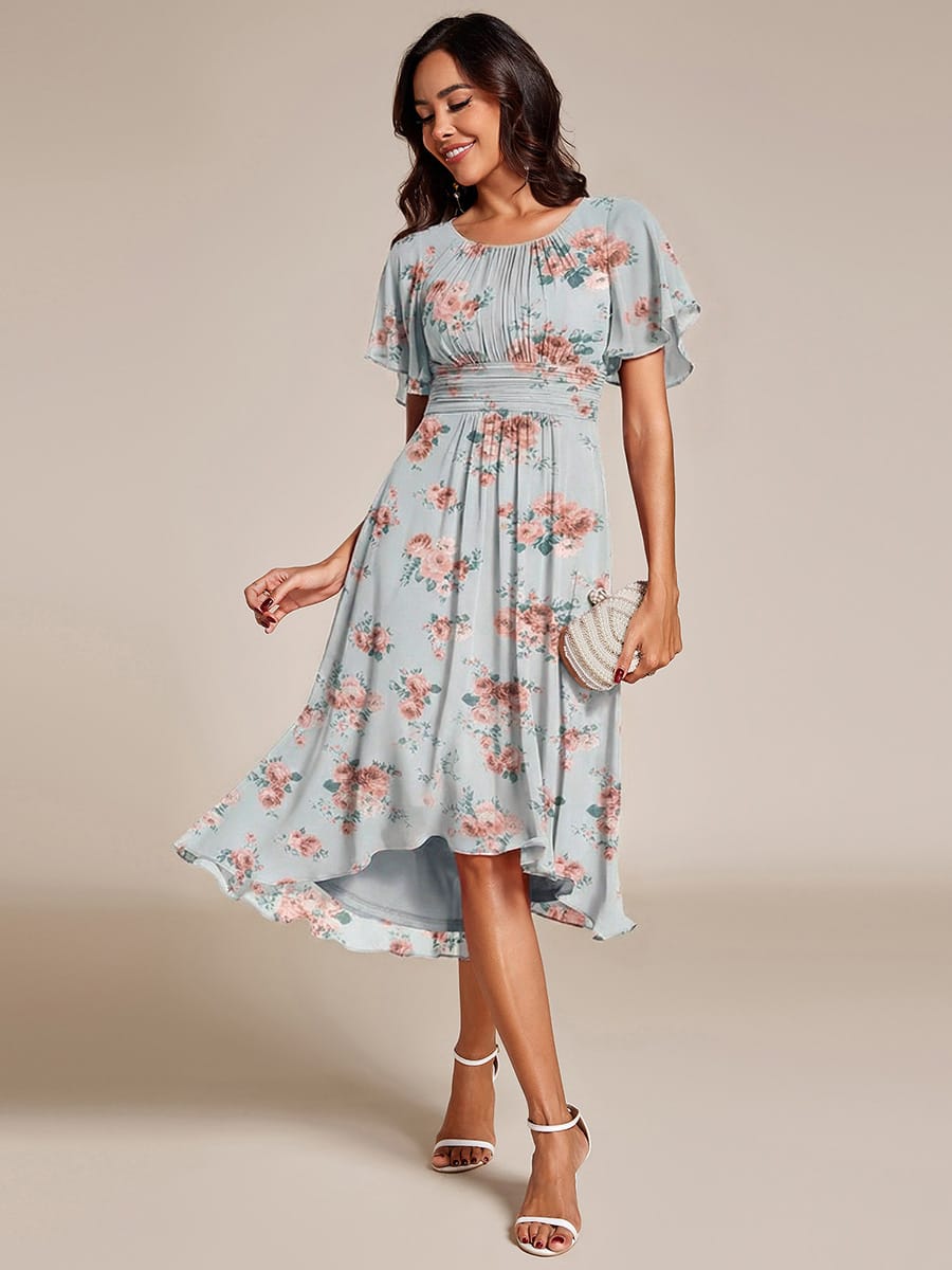 ever EDEN|Flowy Chiffon Round Neckline A-Line Midi Wedding Guest Dress #color_Amber Bloom
