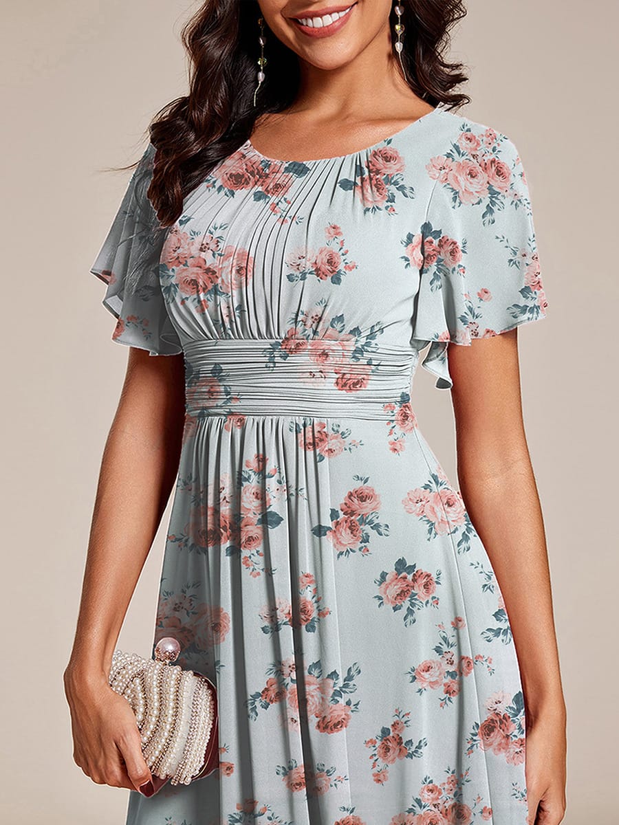 ever EDEN|Flowy Chiffon Round Neckline A-Line Midi Wedding Guest Dress #color_Amber Bloom
