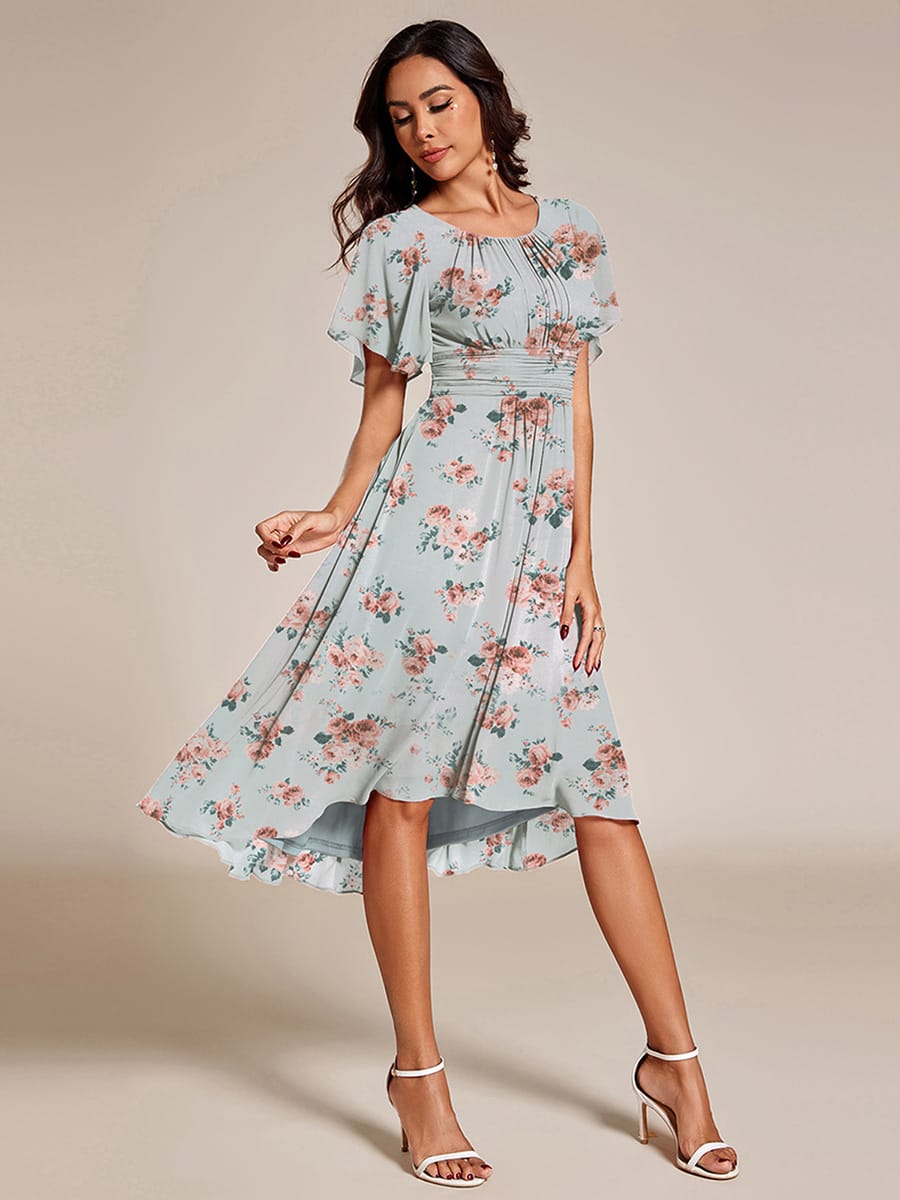 ever EDEN|Flowy Chiffon Round Neckline A-Line Midi Wedding Guest Dress #color_Amber Bloom