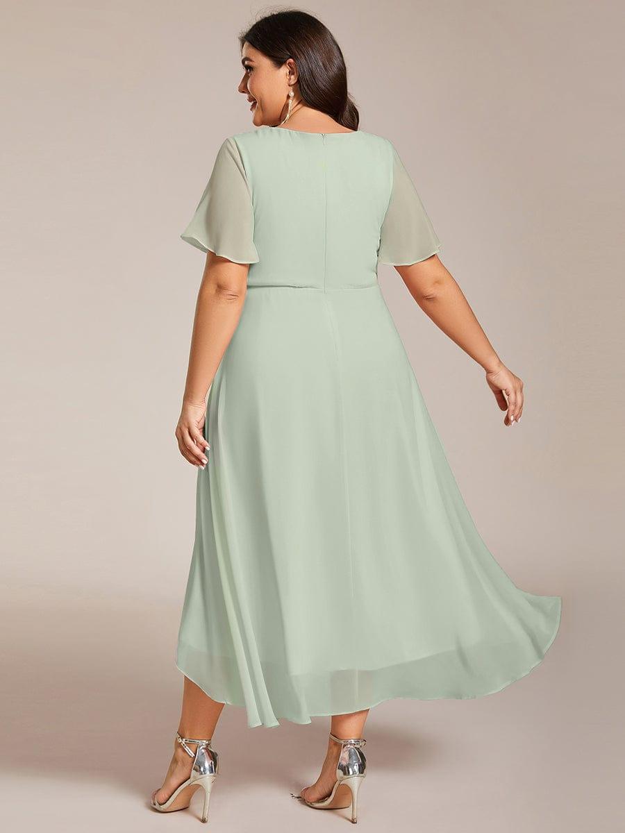 Chiffon Elegance Short Sleeve High-Low Bridesmaid Dress #color_Mint Green