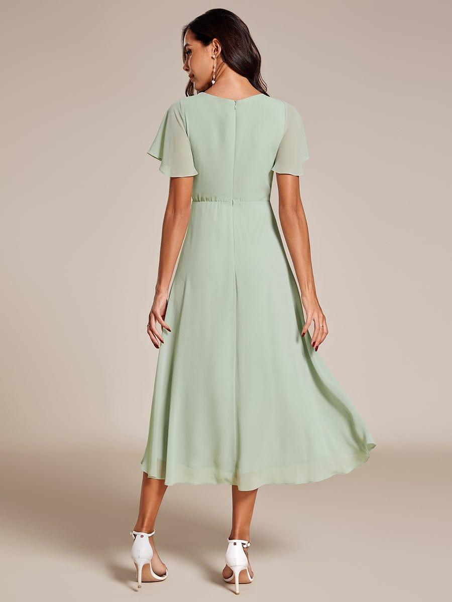 Chiffon Elegance Short Sleeve High-Low Bridesmaid Dress #color_Mint Green