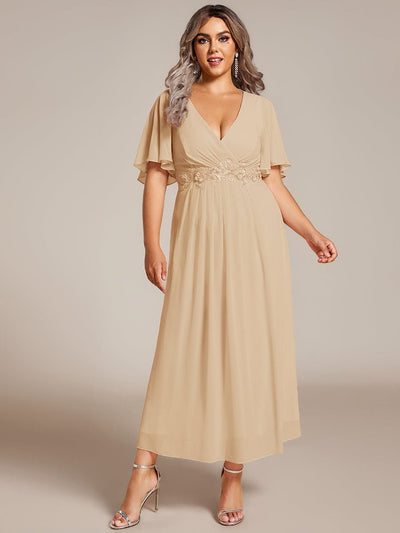 Stylish Cold-Shoulder Floor Length Bridesmaid Dress with Side Slit #color_Champagne