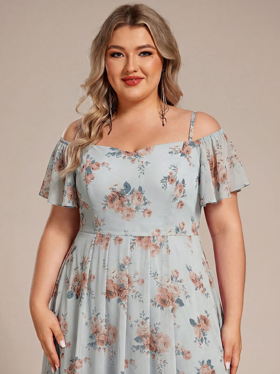 One-Shoulder High-Low Chiffon Wedding Guest Dresses with Short Sleeves #color_Amber Bloom