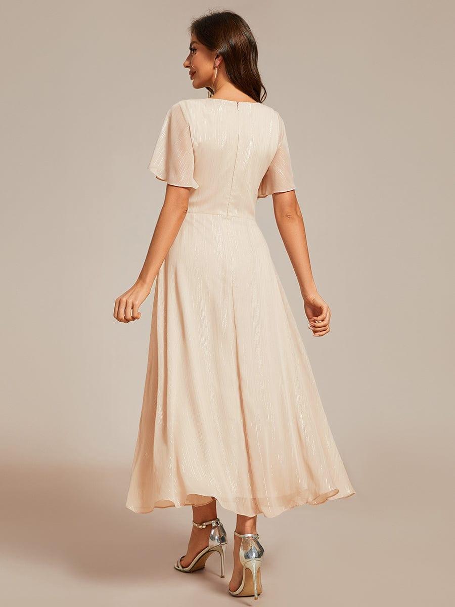 Glitter A-Line Midi Wedding Guest Dress #color_Champagne