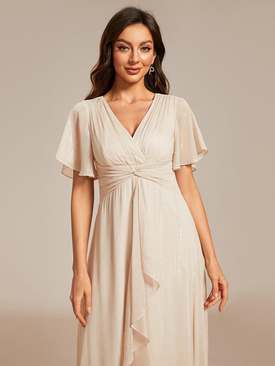 Glitter A-Line Midi Wedding Guest Dress #color_Champagne