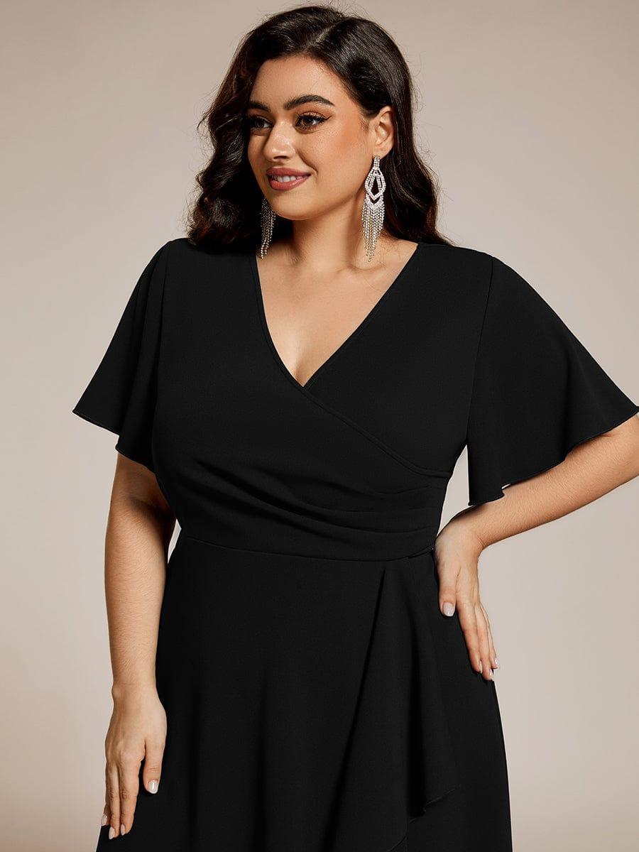High Stretch Midi Wedding Guest Dress #color_Black