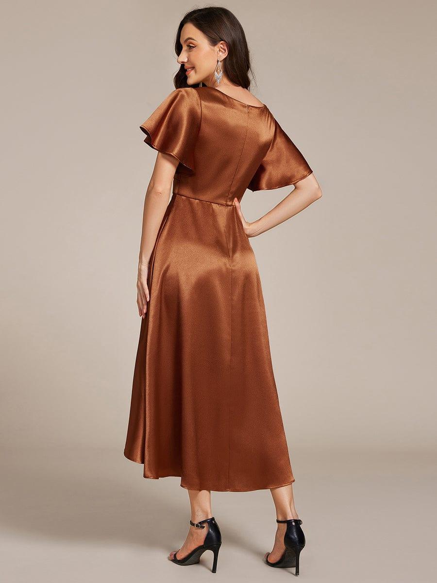 High-Low Satin Bridesmaid Dress with Pockets #color_Copper