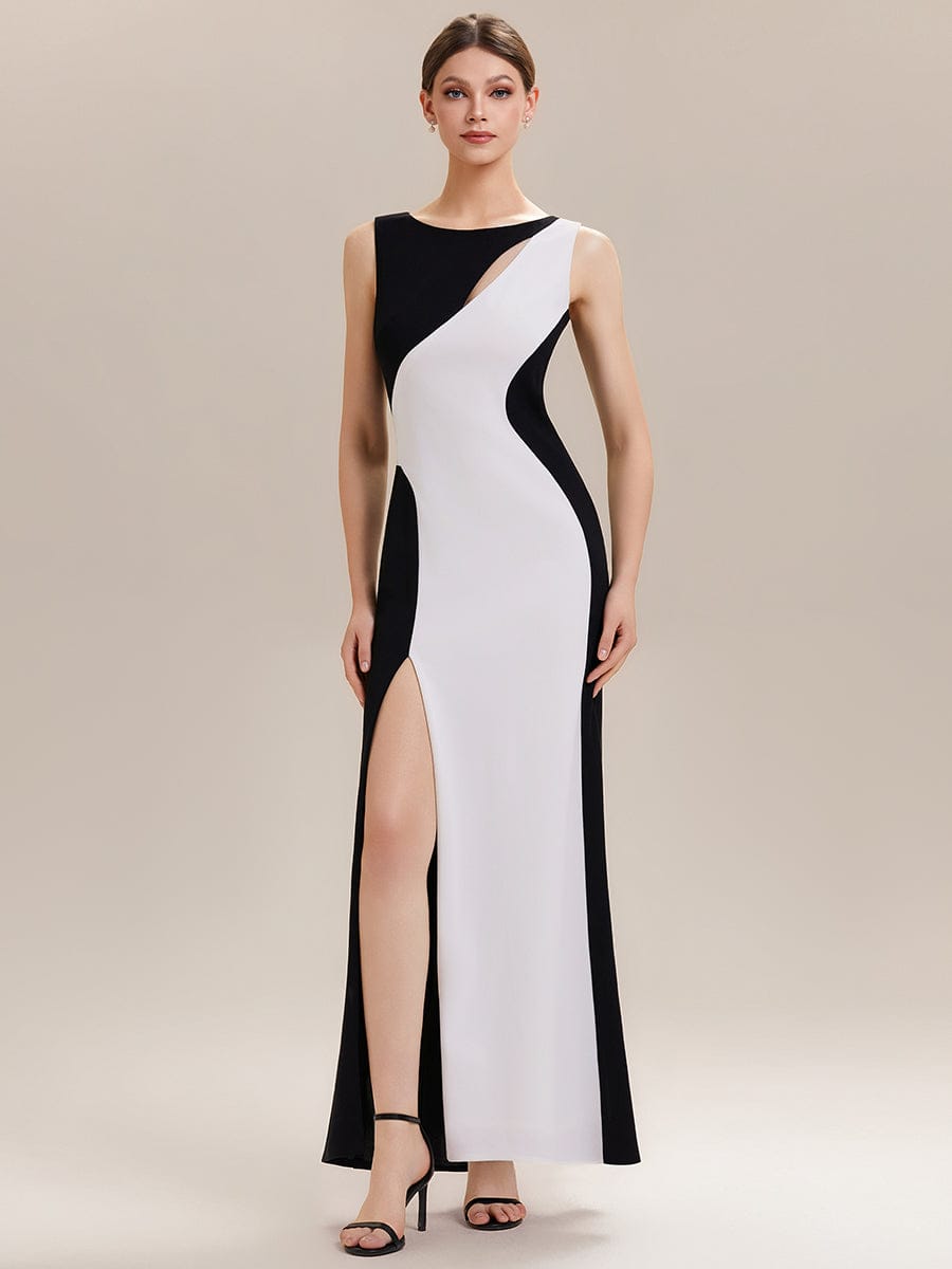 Wedding Guest Dress Knit Floor-length Cut-Out Detail Knit Sleeveless