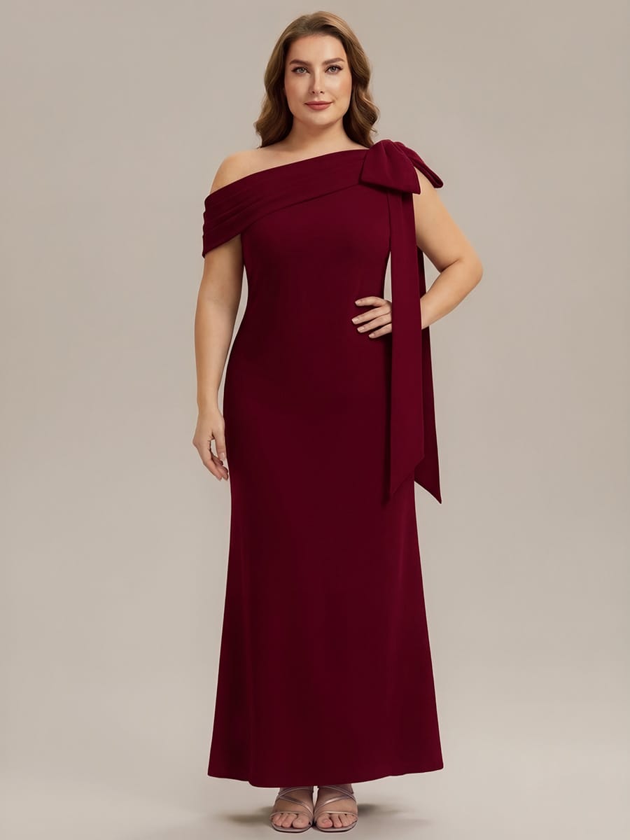 Bow Knit Sleeveless Dress #color_Dark Red