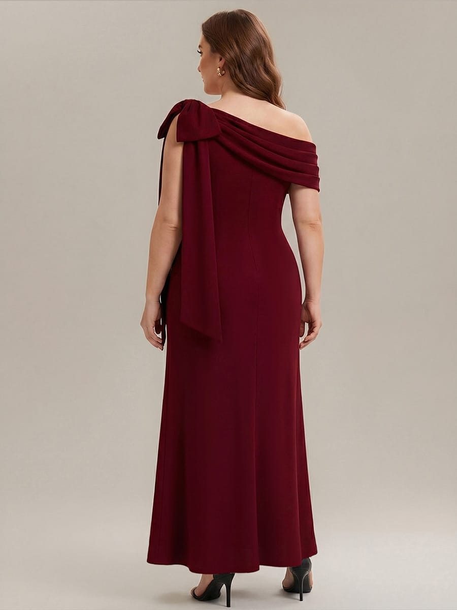 Bow Knit Sleeveless Dress #color_Dark Red