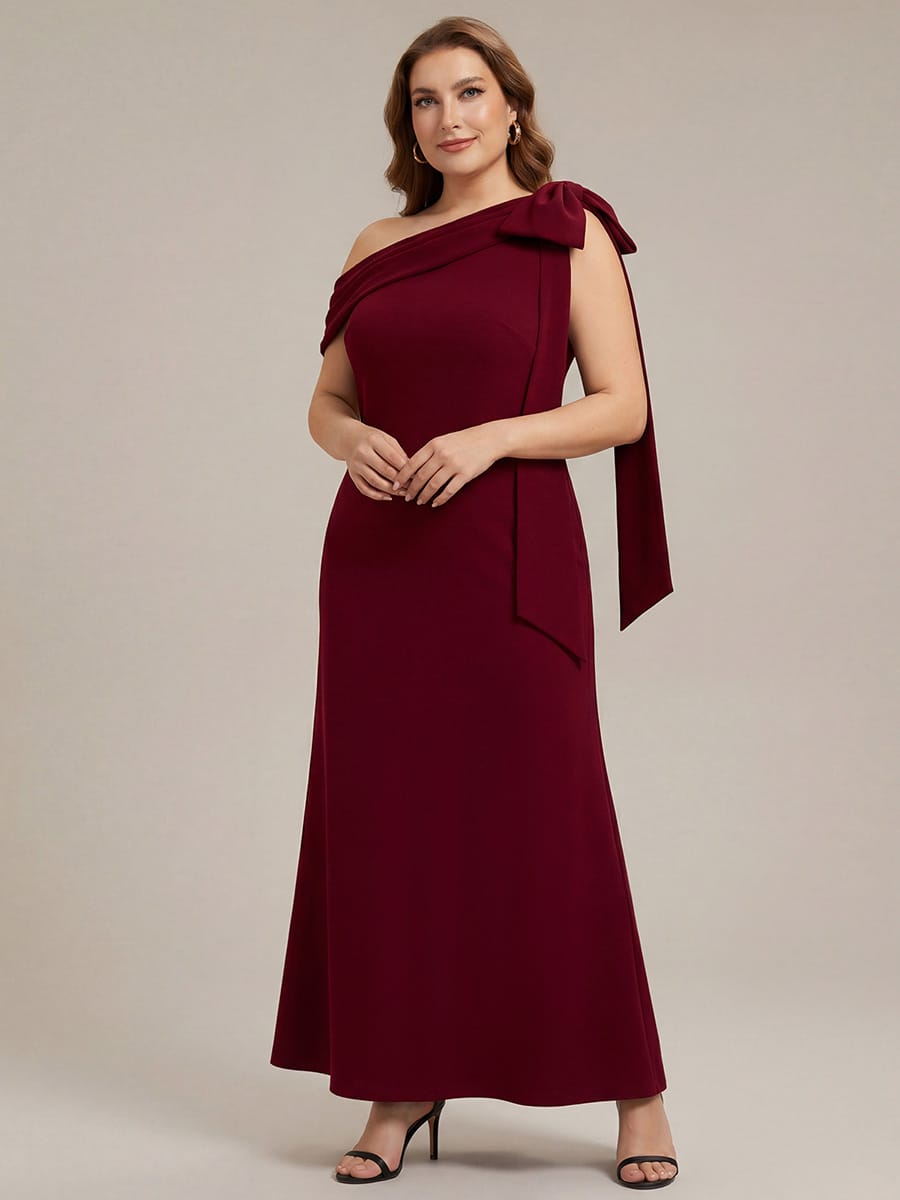 Bow Knit Sleeveless Dress #color_Dark Red