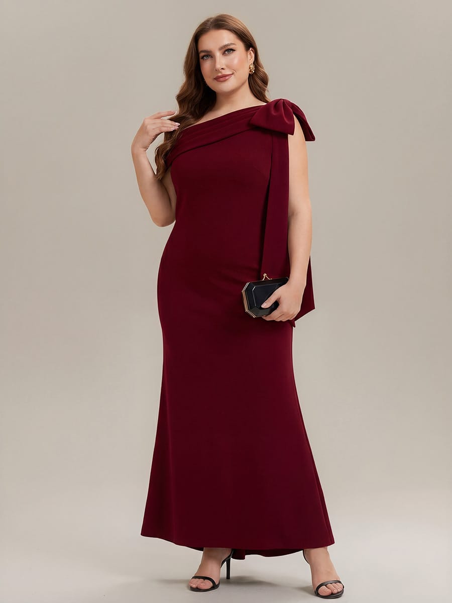 Bow Knit Sleeveless Dress #color_Dark Red