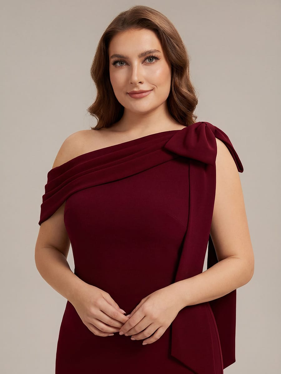 Bow Knit Sleeveless Dress #color_Dark Red