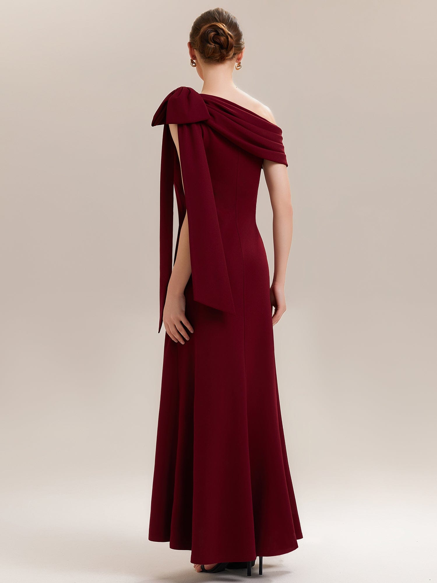 Bow Knit Sleeveless Dress #color_Dark Red