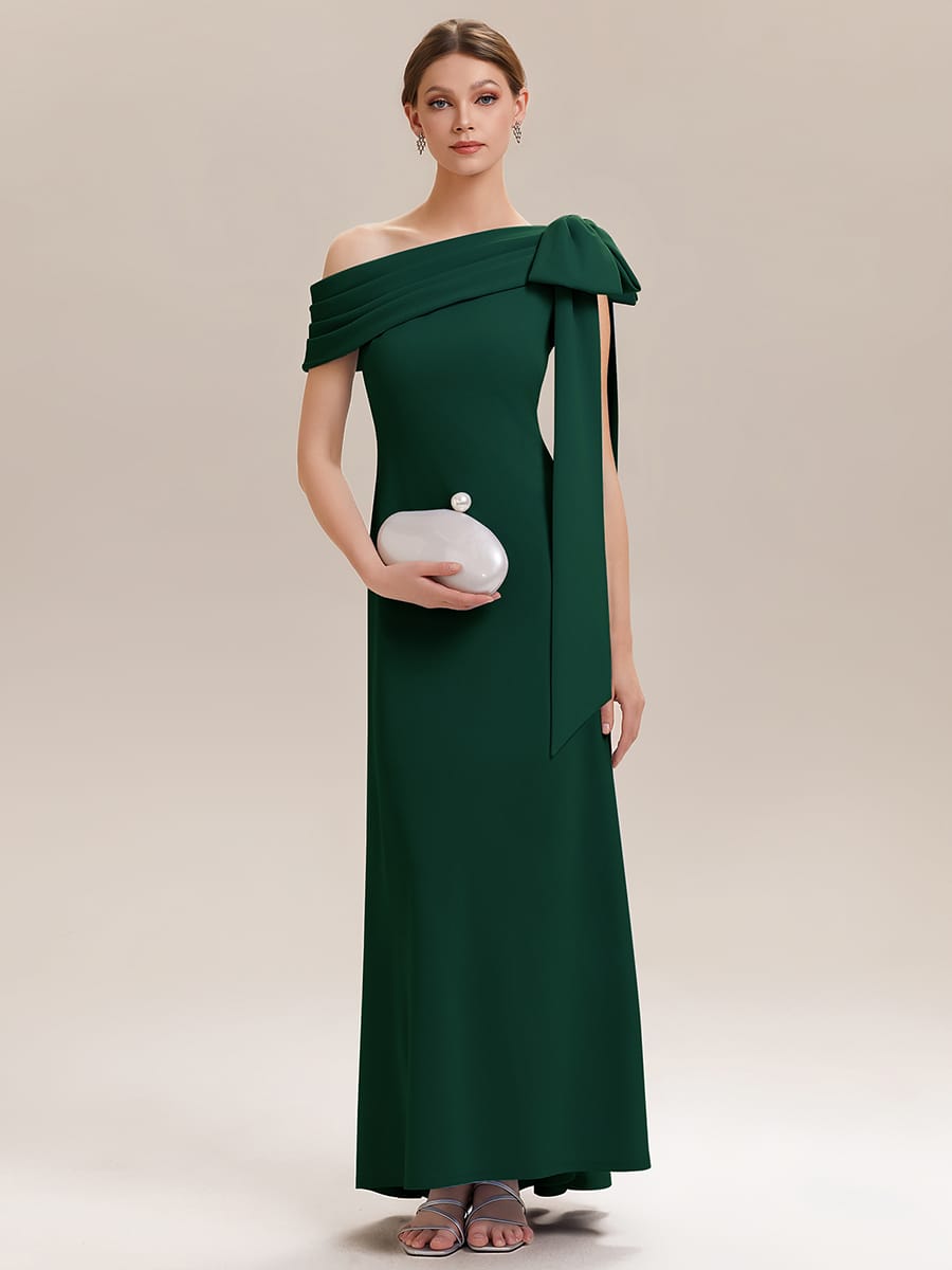 Bow Knit Sleeveless Dress #color_Dark Green