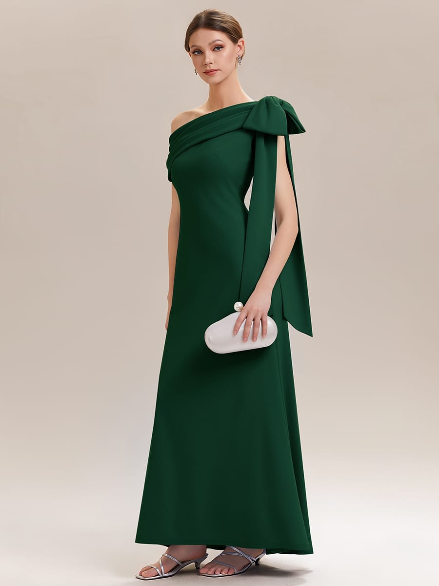 Bow Knit Sleeveless Dress #color_Dark Green