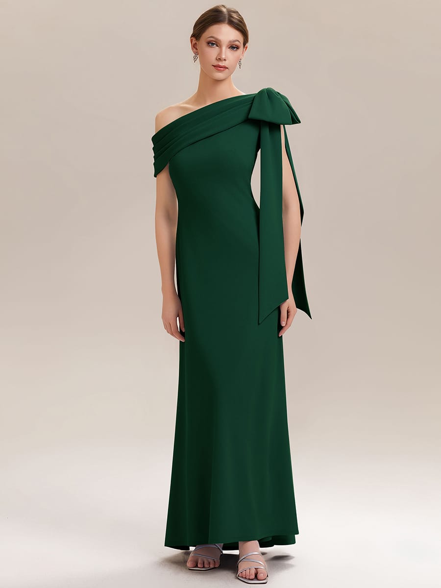 Bow Knit Sleeveless Dress #color_Dark Green