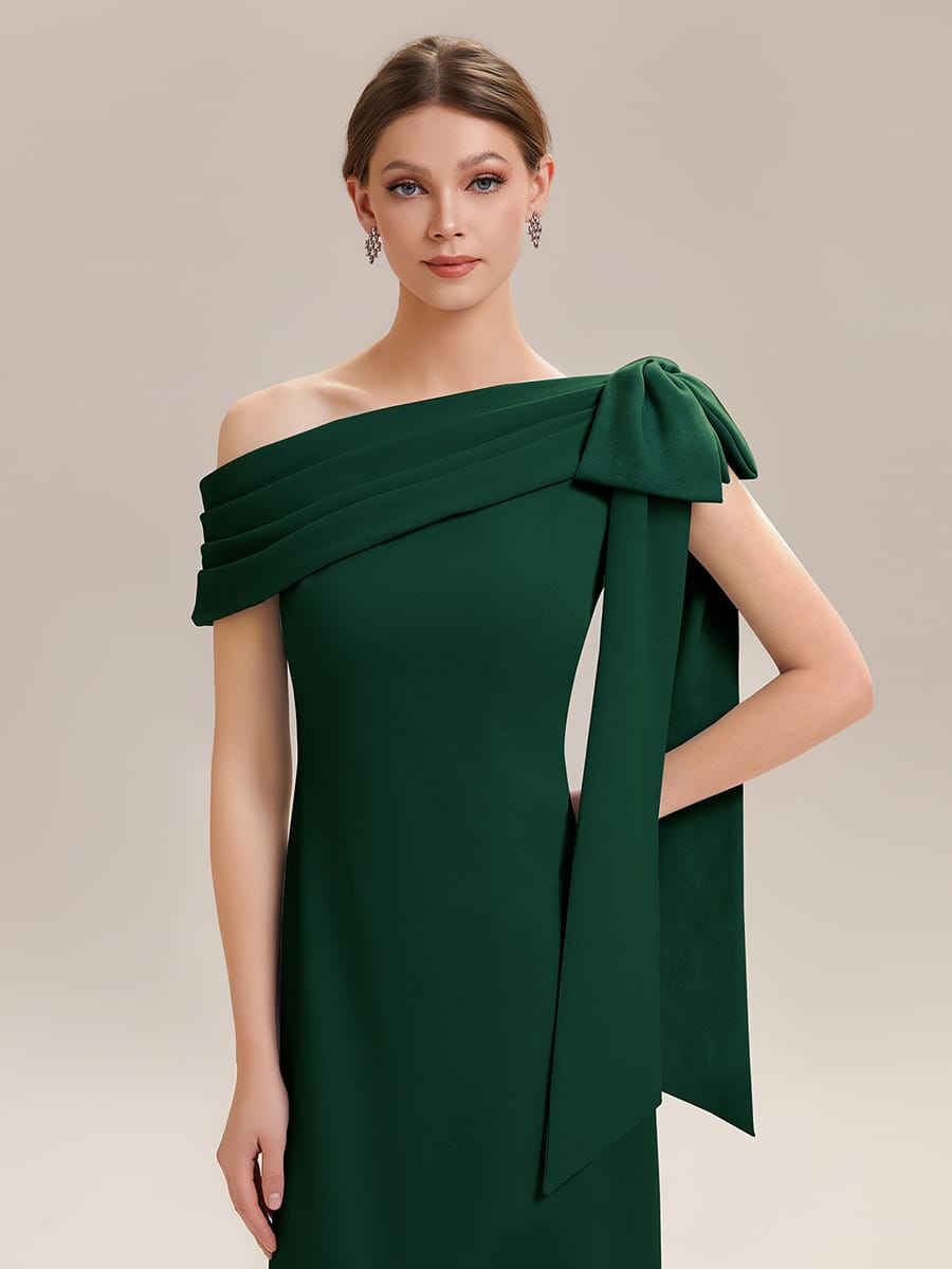 Bow Knit Sleeveless Dress #color_Dark Green