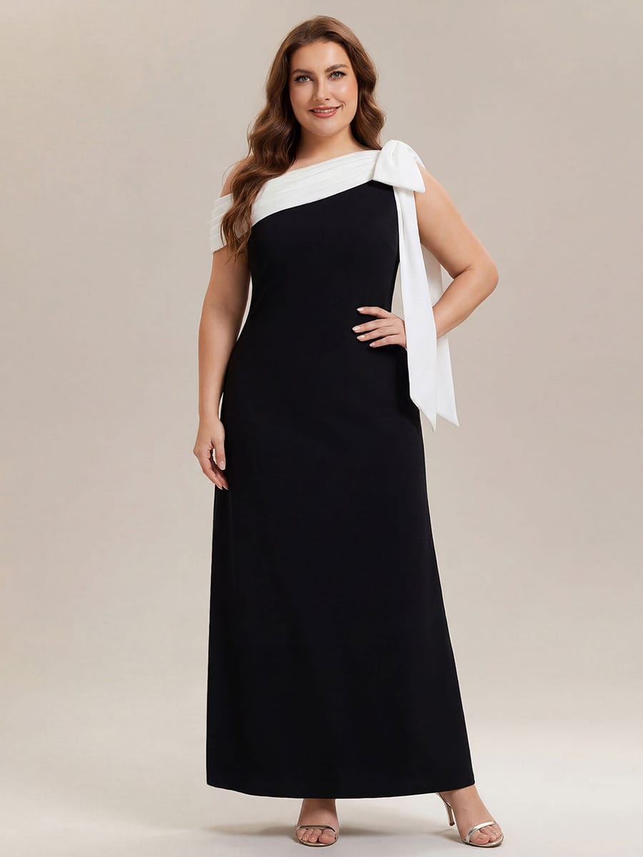 Bow Knit Sleeveless Dress #color_Ivory-Black