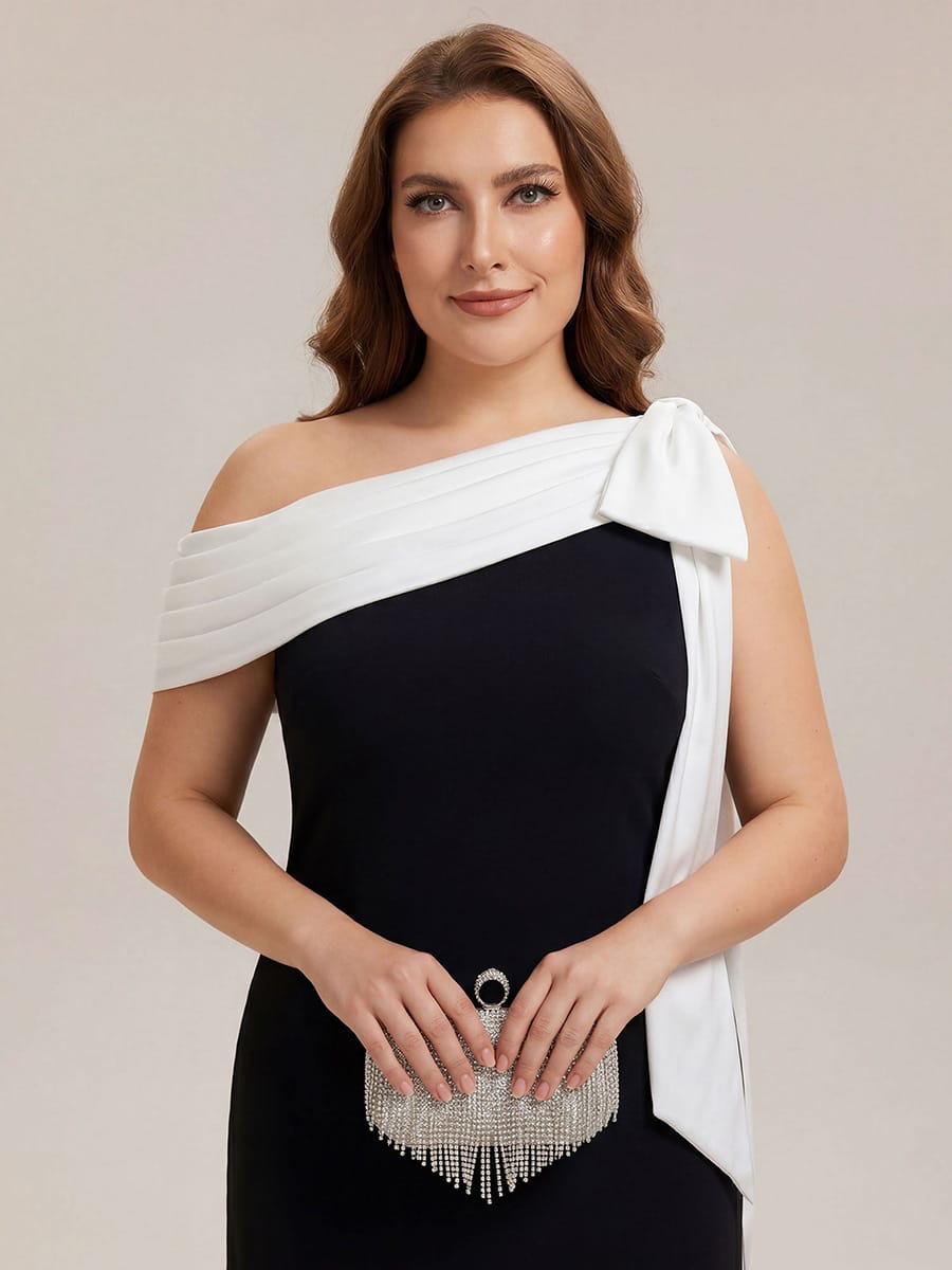 Bow Knit Sleeveless Dress #color_Ivory-Black