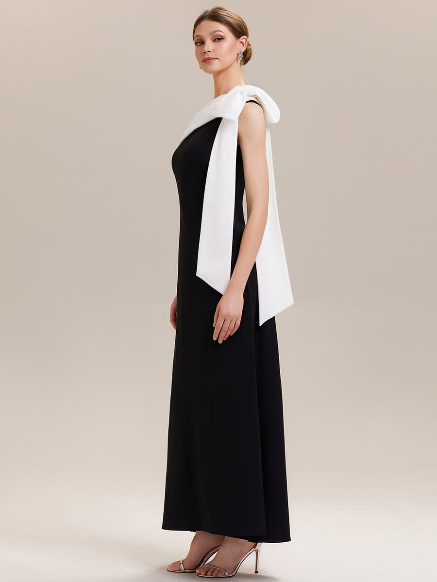 Bow Knit Sleeveless Dress #color_Ivory-Black