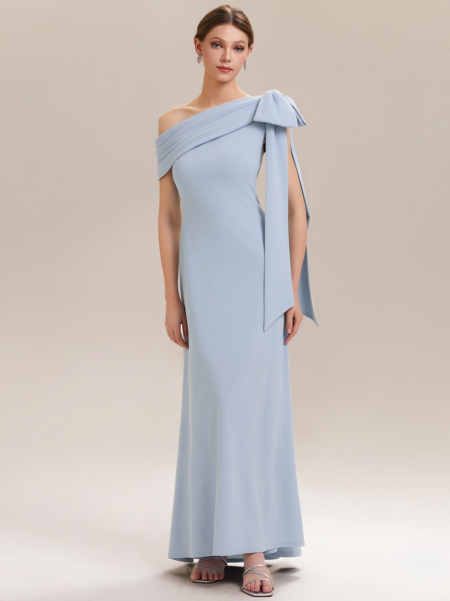 Bow Knit Sleeveless Dress #color_Ice Blue