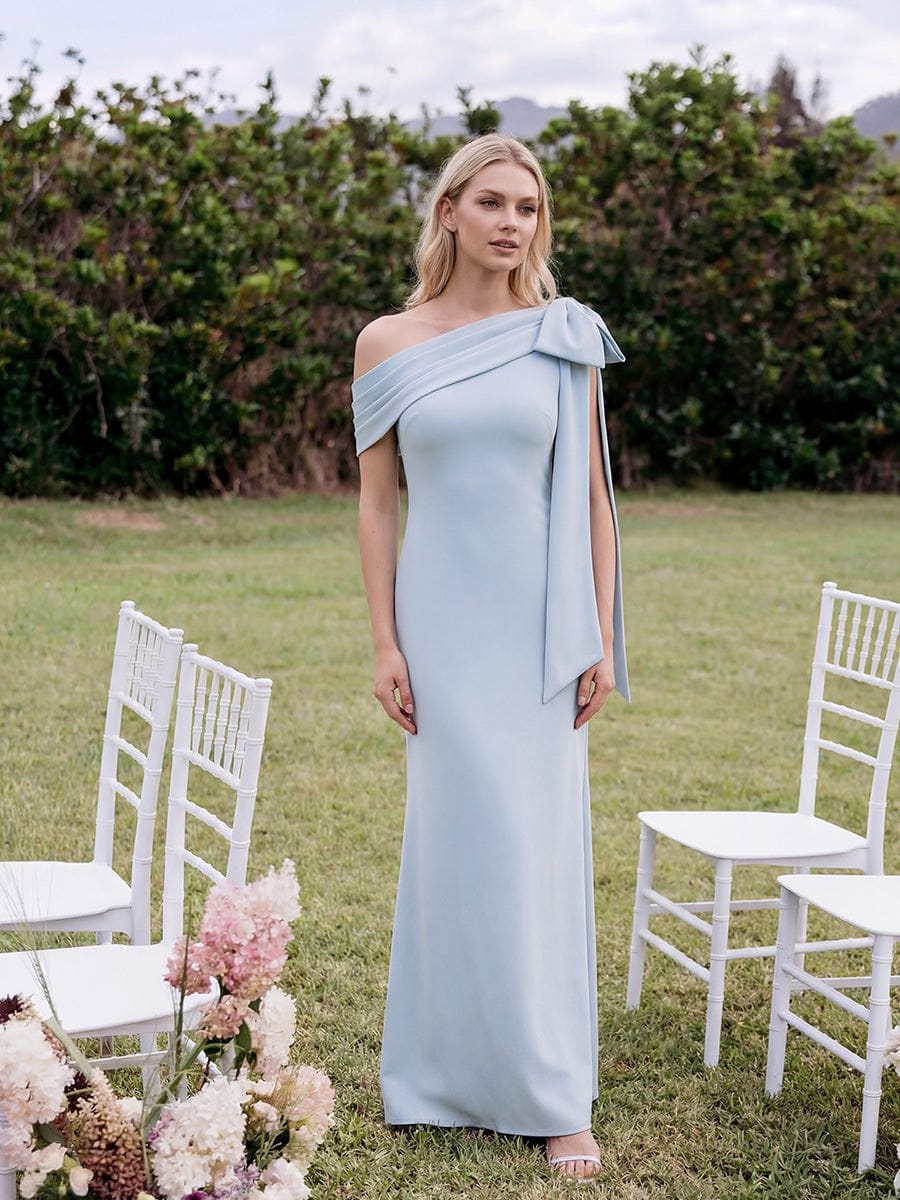 Bow Knit Sleeveless Dress #color_Ice Blue