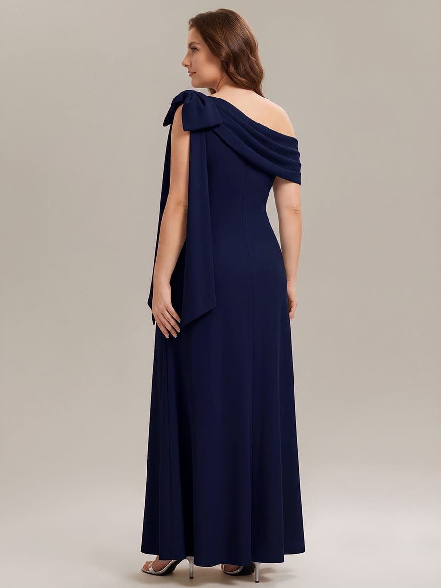 Bow Knit Sleeveless Dress #color_Navy Blue