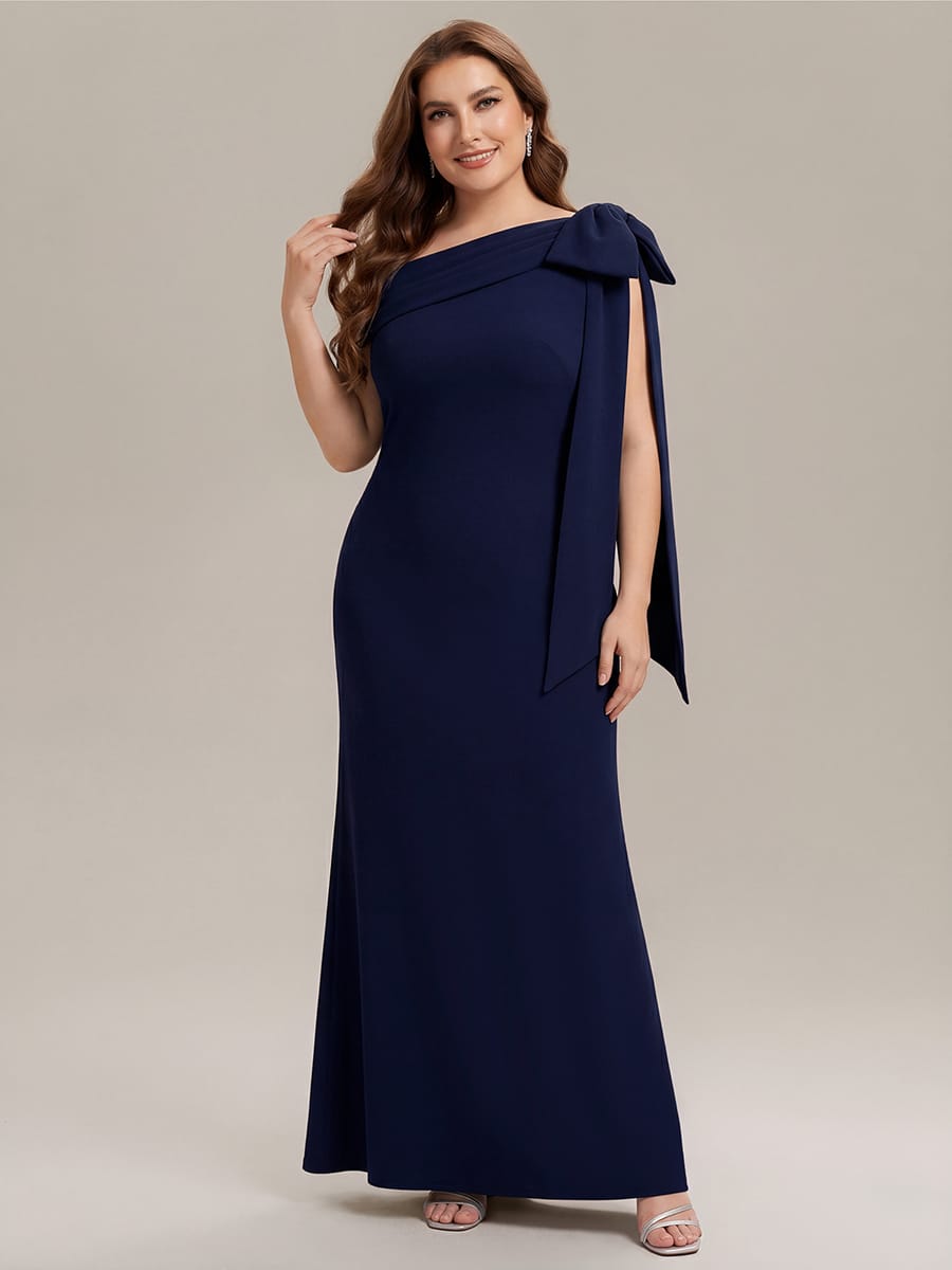 Bow Knit Sleeveless Dress #color_Navy Blue