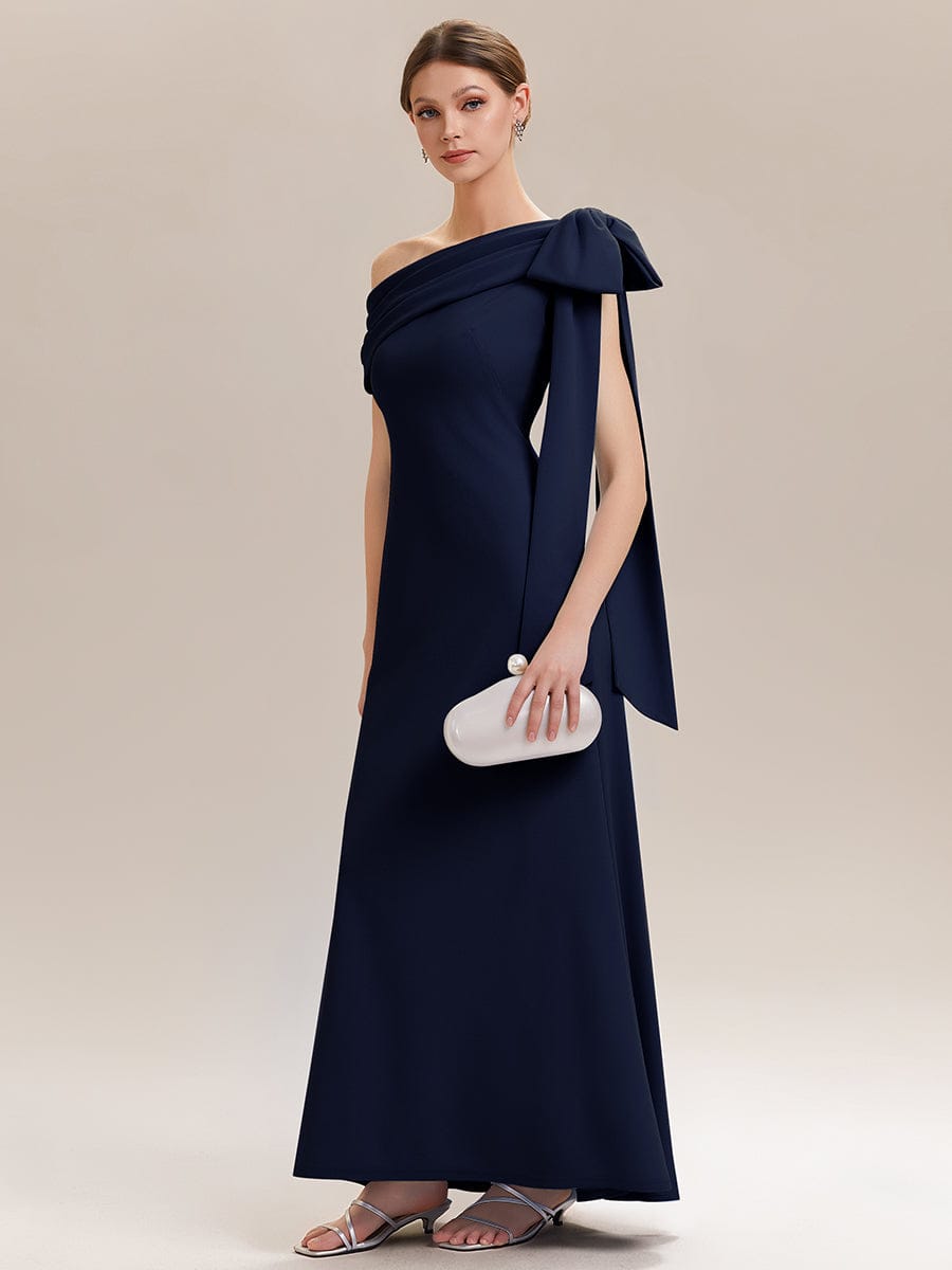 Bow Knit Sleeveless Dress #color_Navy Blue