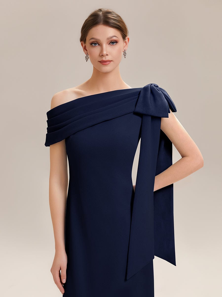 Bow Knit Sleeveless Dress #color_Navy Blue