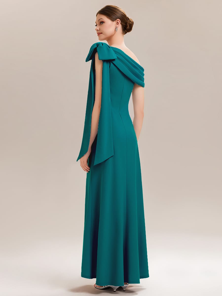 Bow Knit Sleeveless Dress #color_Teal Blue