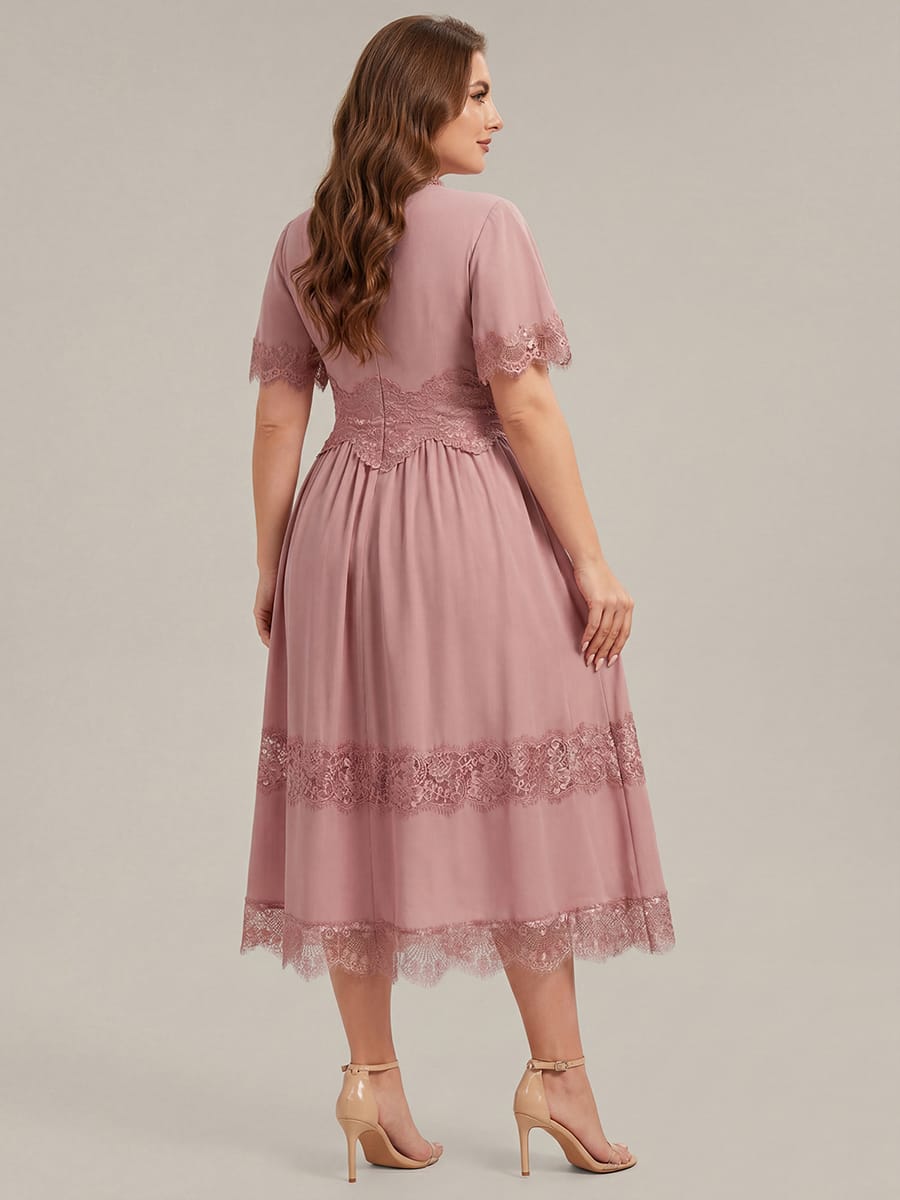 Cut-Out Detail Chiffon Ruffle Sleeve Dress #color_Dusty Rose