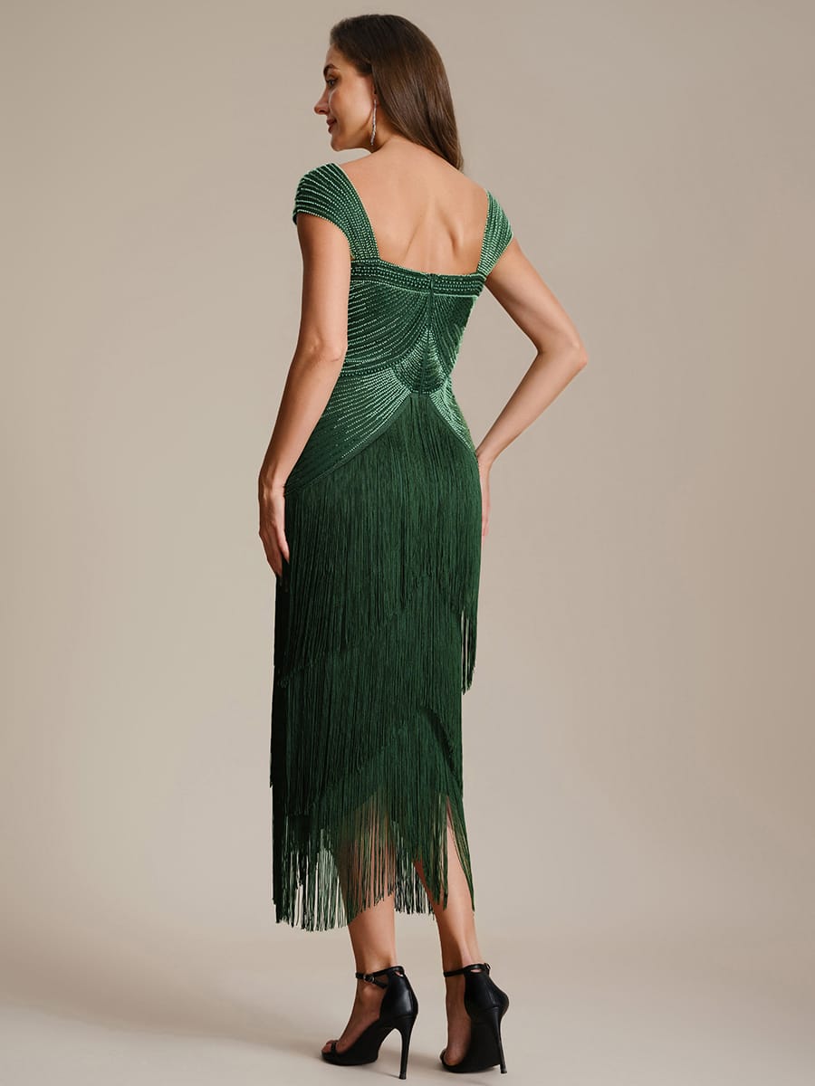 See-through Sequin Sleeveless Dress #color_Dark Green