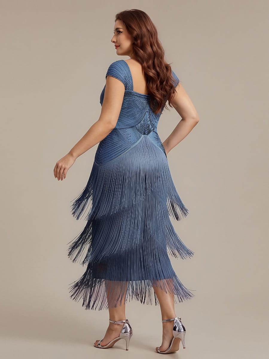 See-through Sequin Sleeveless Dress #color_Dusty Blue