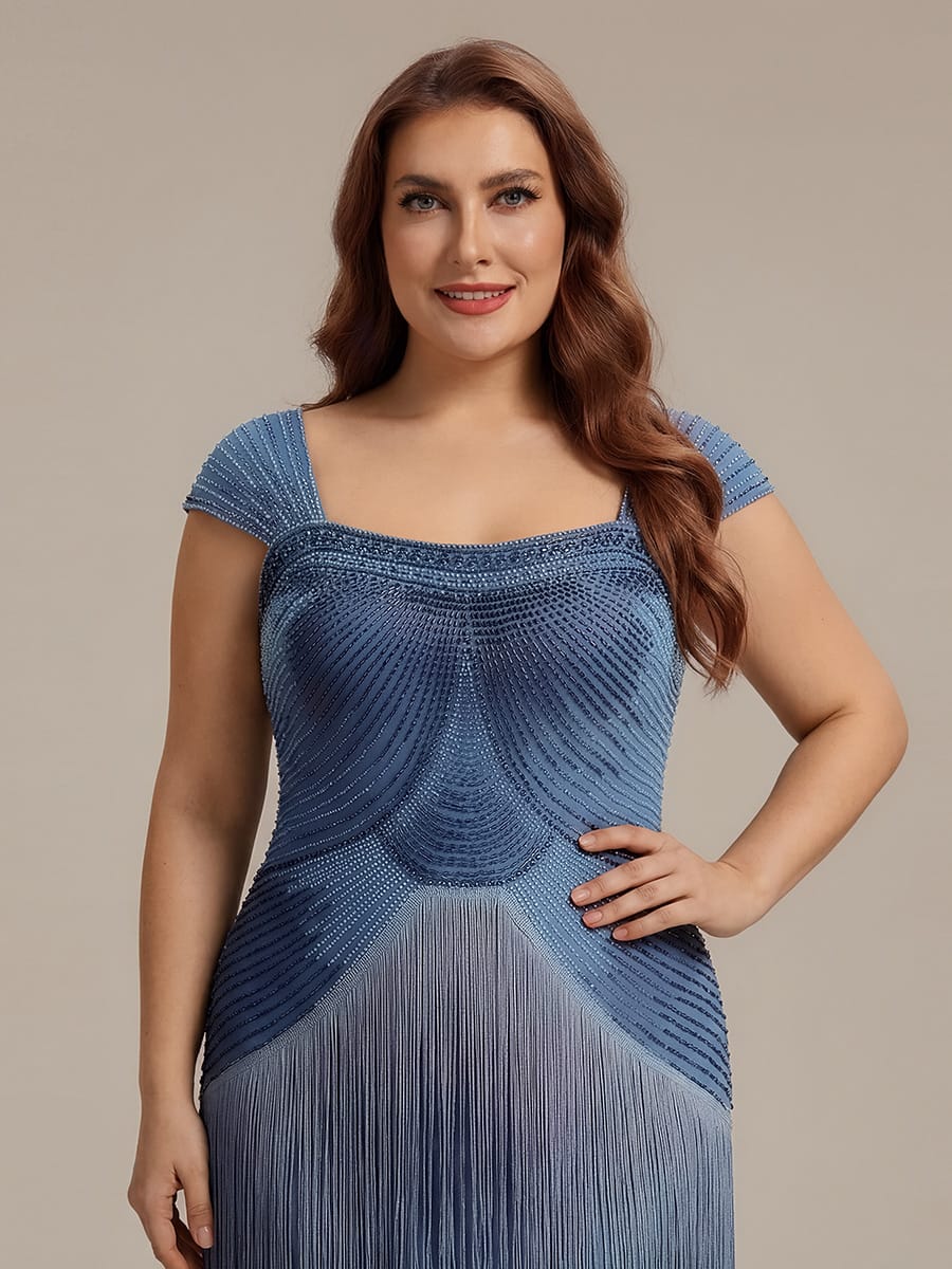 See-through Sequin Sleeveless Dress #color_Dusty Blue
