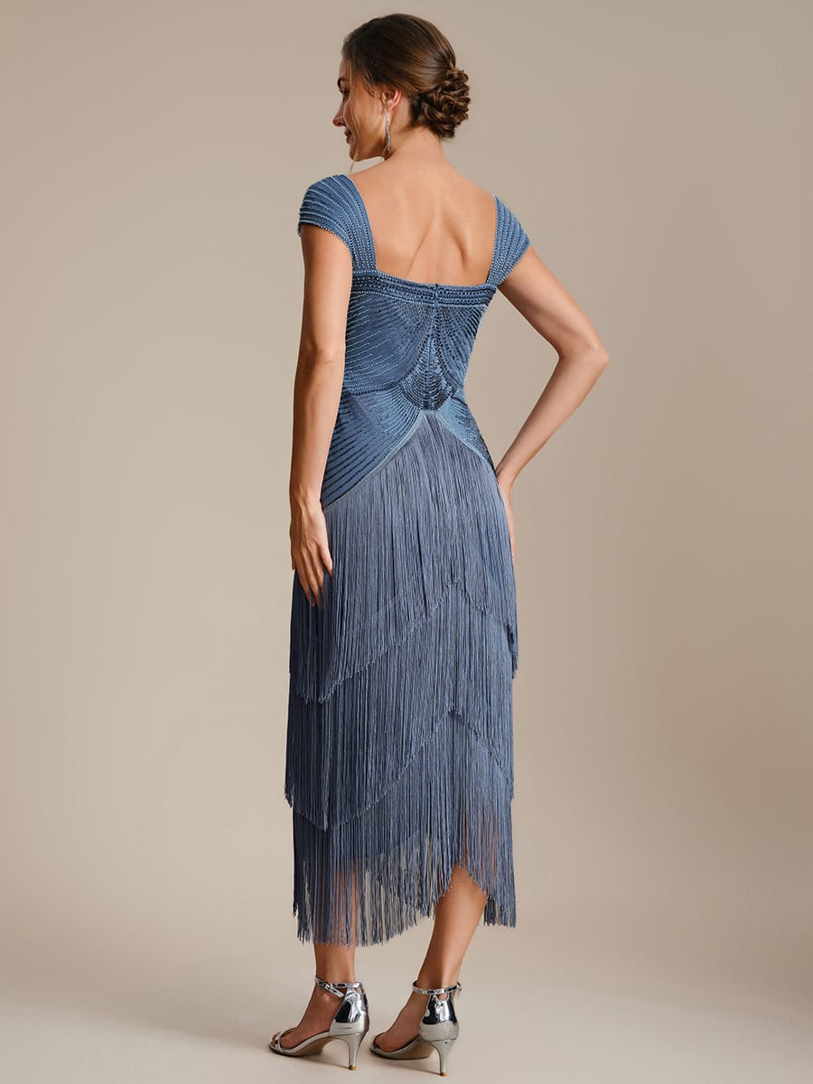 See-through Sequin Sleeveless Dress #color_Dusty Blue